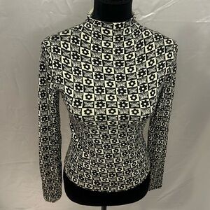 Urban Outfitters Black and White Patterned Long Sleeve Top